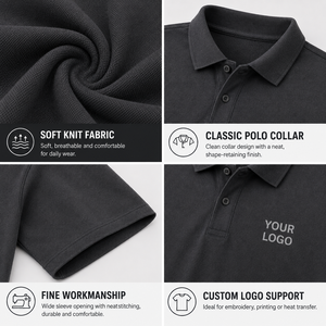 เสื้อโปโลทรงบ็อกซี่ผู้ชาย ทรงโอเวอร์ไซส์ ผ้าฝ้ายพรีเมียม เนื้อนุ่ม ระบายอากาศได้ดี รับออกแบบโลโก้ตามสั่ง ผลิตแบบ OEM ODM เสื้อลำลอง - Product Image 3