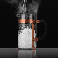 Franse perskan van hoog borosilicaatglas, huishoudelijke theepot, filterpers, theebereidingsapparaat, handgezet koffiezetapparaat