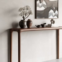 Console murale moderne en bois massif pour porche, table d'appoint étroite pour entrée, finition noyer noir, meuble d'appoint durable