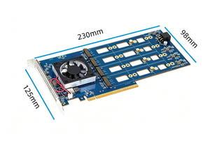 PCIe 4.0 X16 ถึง 8 M.2 NVMe SSD การ์ดอะแดปเตอร์ PEX88048 ชิปเซ็ตการ์ดขยายพื้นที่จัดเก็บข้อมูลเซิร์ฟเวอร์พร้อมพัดลมระบายความร้อน - Product Image 5