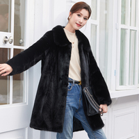 Eleganter mittellanger REAL MINK Pelzmantel für Frauen Lässige Winter oberbekleidung für Mütter