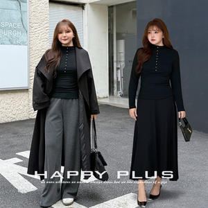 Pull col haut Happy Plus Modal N9419 pour femme grande taille, couleur noire classique, manches longues, pour l'automne et l'hiver - Product Image 3