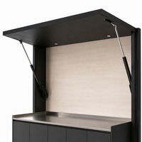 Version Plus Complète : Cuisine Extérieure Tout-en-un avec Couvercle Rabattable Électrique, Station BBQ, Gril, Réfrigérateur et Évier pour Villa et Cour