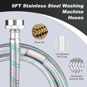 Manguera de Lavadora Manual de Acero Inoxidable 304 de Primera Calidad para Uso en Hoteles y Exteriores, Compatible con Agua Fría/Caliente, Diseño Trenzado - Product Image 4