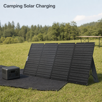 Générateur solaire portable 2500W + kit de panneaux solaires pliables 200W, alimentation rechargeable pour le camping en plein air, la pêche et les situations d'urgence à domicile