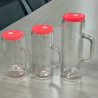 Gobelet en verre à double paroi de 16 oz, 20 oz, 24 oz, gobelet à neige de Noël avec trou pré-percé et poignée