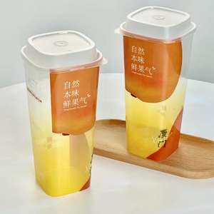Vaso Desechable Cuadrado de Plástico PP a Prueba de Fugas con Tapa Plana y Cuchara para Té de Burbujas, Smoothies y Ensaladas de Frutas (Color Personalizado de 20-120C) - Product Image 4