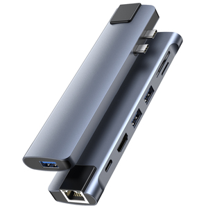 Sản phẩm mới di động hỗ trợ Thunderbolt 3 Loại C Docking USB3.0 Hub + Gigabit Ethernet + HDTV 4K30hz USB-C đến 8 trong 2 Bộ chuyển đổi - Product Image 1