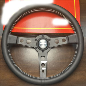 Venta completa para <span class=keywords><strong>MOMO</strong></span> Prototipo 14 pulgadas/350mm Universal cuero plano carreras deporte <span class=keywords><strong>volante</strong></span> alta calidad cuero coche ajuste - Product Image 4