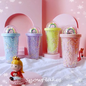 Zhen Ai Rainbow Bubble Straw Cup Large Capacity Double Walled Plastic Water Bottle For Students Back To School Gift - Product Image 4
