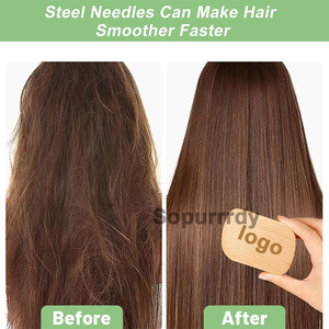 Custom Logo Wooden Handle <b>Hair</b> <b>Comb</b> Portable Massage <b>Comb</b> Steel Pin Mini Hairdressing Tool for Smooth <b>Hair</b> Straightener <b>Comb</b> - Product Image 6