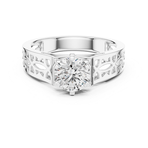 Bague en or 18 carats classique avec diamant rond de laboratoire de qualité supérieure pour femme, certifiée, cadeau de mariage ou d'anniversaire, bijoux - Product Image 1