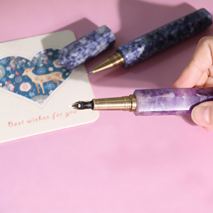 Ensemble de stylos plume en pierre précieuse naturelle améthyste et lapis-lazuli C&H pour usage exécutif et personnel - Product Image 5