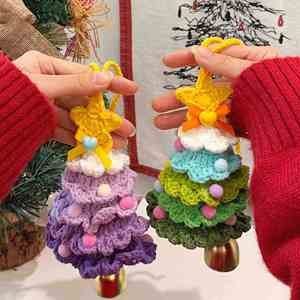 Adorno Navideño de Campana con Diseño de Dopamina, de Hilo Tejido Colorido y Felpa Suave, Colgante para Árbol y Coche, Llavero Hecho a Mano, Accesorio Festivo - Product Image 2
