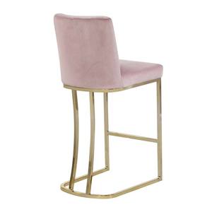 Tabouret de Bar haut de gamme rembourré de velours rose, pieds en métal, mobilier moderne - Product Image 2