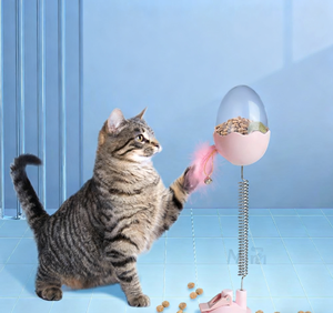 Varita de plumas largas más nueva, palo de teaser para gatos, juguete interactivo para gatos de interior, taza de succión, juguete de comida para fugas de gatos - Product Image 1