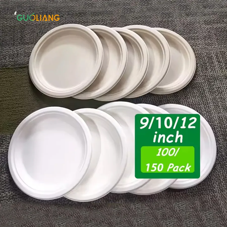 Pacote de melhor qualidade Placas de papel ecológicas descartáveis para embalagens de alimentos biodegradáveis de 5/6/7/8/9/10 polegadas