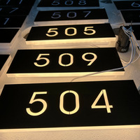 Plaque de numéro de chambre d'hôtel en acier inoxydable, numéro solide personnalisé, plaque de numéro de porte 3D dorée, rétroéclairée par LED, pour hôtel