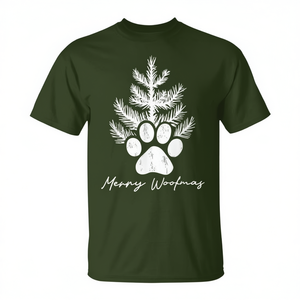 Camiseta Merry Woofmas Dog Paws Christmas Tree, color verde, unisex, talla para adultos - Product Image 2