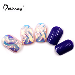 Faux <span class=keywords><strong>ongles</strong></span> holographiques 3D en <span class=keywords><strong>saphir</strong></span> à pression, art de manucure et de pédicure, couverture complète, métallique, vente en gros, pièces - Product Image 2