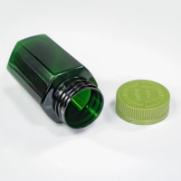 Bouteille hexagonale en PET de 120 cc avec bouchon doré brillant de 38 mm, emballage de qualité alimentaire pour capsules de vitamines et compléments alimentaires