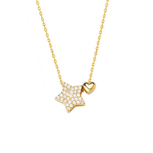 Collier pendentif mini cœur étoile en argent <span class=keywords><strong>sterling</strong></span> S925 avec pierres étincelantes, chaîne de clavicule tendance pour femme, bijoux de mode - Product Image 6