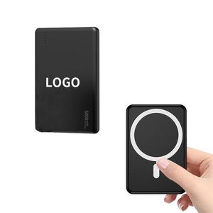 Ultra Thin Wireless Power Bank Aluminum Alloy Pocket Size 5000 Magnetic Fast Charging Powerbank with Logo - Product Image 3