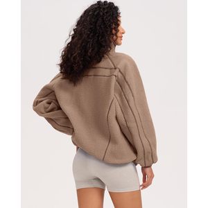 Sudadera con capucha y cremallera de un cuarto de FOXA para mujer, de forro polar suave, estilo oversize, tops de moda para otoño - Product Image 4