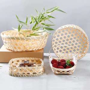 Square Mini Woven Gifts Boxes Handmade Rattan <strong>Storage</strong> <strong>Small</strong> Bamboo <strong>Baskets</strong> for Food - Product Image 3