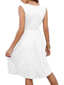 Vestidos de verano para mujer Vestido MIDI sin mangas informal con botones sueltos y bolsillos - Product Image 2