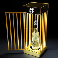 Cage en or avec serrure Présentateur de bouteilles d'alcool LED Panneau de service VIP Glorifier Présentoir pour club