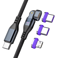 Câble Magnetique180 Pliage 5A Câble de Charge Super Rapide Type C 240W Charge Rapide C à C L Micro USB 3 en 1 Câble Aimant de Données