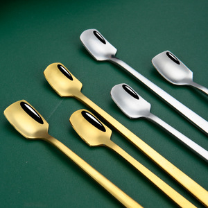 OEM ODM Custom Logo Gravierte runde Löffel mit langem Griff Kaffee-und Eis löffel Nachhaltiger quadratischer Becher löffel mit mehreren Oberflächen - Product Image 4
