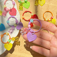 Porte-clés en métal transparent avec petit ours et cœur, breloque mignonne pour coque de téléphone DIY et pendentif de sac d'étudiant