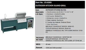 Tavolo da Esterno con Ripiani, Porte Standard, <span class=keywords><strong>Barbecue</strong></span> su Isola, Mobili e Elettrodomestici per Cucina Esterna - Product Image 4