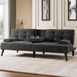 <span class=keywords><strong>Canapé</strong></span>-lit futon <span class=keywords><strong>convertible</strong></span> deux places avec porte-gobelets, petit <span class=keywords><strong>canapé</strong></span> avec angles réglables, accoudoirs amovibles, idéal pour appartement - Product Image 1