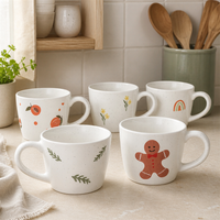 Tasses illustrées peintes à la main SWT : des couleurs ludiques pour des moments de cuisine européens et américains au quotidien