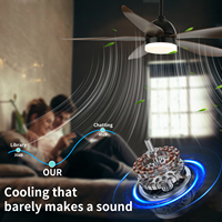 Ventilateur décoratif d'intérieur 56 pouces avec télécommande, alimentation électrique, pales en ABS, ventilateur de plafond avec kit d'éclairage LED intégré