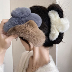 Nouvelle Pince à Cheveux Grande Crabe en Fausse Fourrure Mignonne pour Filles, Nouvelles Pinces à Cheveux Lapin, Barrettes et Accessoires pour Cheveux Féminins - Product Image 2