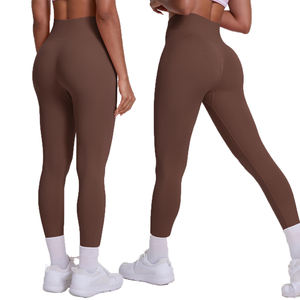Женские бесшовные брюки для йоги с высокой талией, высококачественные однотонные дышащие шорты для фитнеса - Product Image 1