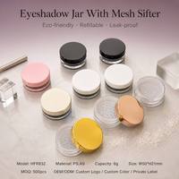 ISMAN Wadah Eyeshadow Kosong 6g Dengan Saringan Mesh, Tempat Bedak Tabur, Wadah Kosmetik Bulat Transparan Grosir Logo Kustom Portabel