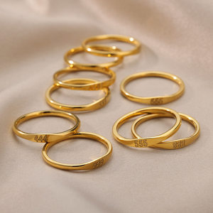 Anello Minimalista con Numero Angelico per Uomo e Donna, Gioiello da Dito in Acciaio Inossidabile con Numerologia 111 999 - Product Image 1