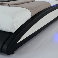 Meubles de chambre à coucher de style panneau et contreplaqué Willsoon Lit double LED avec revêtement en cuir souple PU