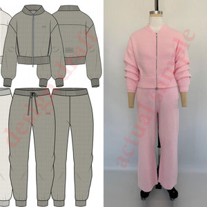 Cardigan court zippé en maille côtelée <span class=keywords><strong>rose</strong></span> pâle pour <span class=keywords><strong>femme</strong></span> avec logo brodé, idéal pour l'automne et l'hiver - Product Image 5
