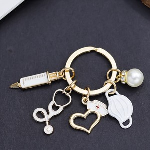 Bán buôn ngọc trai y tá bác sĩ Móc Chìa Khóa nhân viên y tế vòng chìa khóa ống tiêm ống tiêm ống nghe Túi xe Mặt dây chuyền móc chìa khóa - Product Image 2