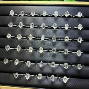 خاتم من الفضة عيار 925 مع حجر هيركيمر الماسي الطبيعي بسعر الجملة، مجوهرات كريستالية قابلة للتعديل كهدية - Product Image 6