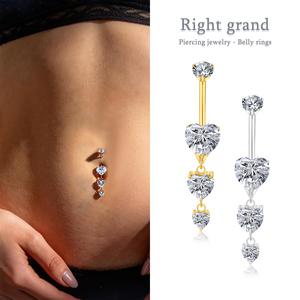 Piercing <span class=keywords><strong>all</strong></span>'<span class=keywords><strong>Ombelico</strong></span> con Cuore in Zirconia, Barretta per <span class=keywords><strong>Ombelico</strong></span> in Titanio ASTM F136, Gioiello Scintillante a Forma di Cuore per Donne - Product Image 1