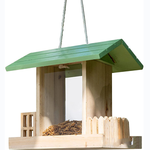 Garden Wooden <strong>Bird</strong> <strong>Feeder</strong> 2 <strong>Suet</strong> Holder Cages Handmade Hanging <strong>Bird</strong> House for Wildbirds - Product Image 4