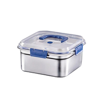 Boîte à lunch carrée en acier inoxydable de grande capacité pour la cuisine, boîte à bento étanche avec couvercle à joint sous vide