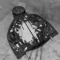 Veste technique pour homme en gros, rose, effet éclaboussures de peinture, graffiti, coupe-vent à capuche, imperméable, tactique, avec logo personnalisé OEM
